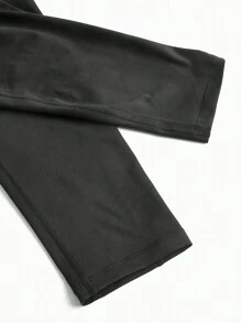 SHEIN 孕婦素色七分打底褲 - 黑色 - 查看 5