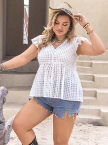 Rusttydustty 女士加大码休闲短袖衬衫，波西米亚风，适合复活节海滩装扮、夏威夷音乐节和热带度假 - 白色 - 查看 5