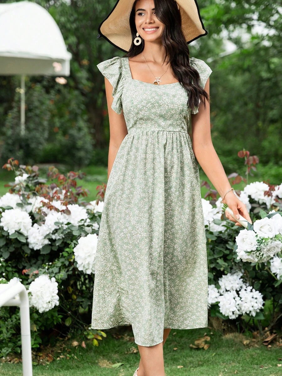 SHEIN Frenchy 碎花荷葉邊連衣裙 - 彩色 - 查看 1