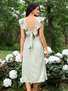 SHEIN Frenchy 碎花荷葉邊連衣裙 - 彩色 - 查看 2