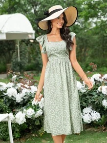 SHEIN Frenchy 碎花荷葉邊連衣裙 - 彩色 - 查看 3