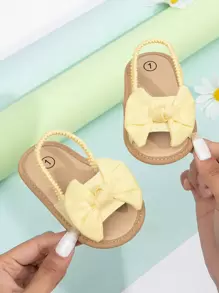 女婴蝴蝶结装饰可爱露跟夏季凉鞋 - 黃色 - 查看 1