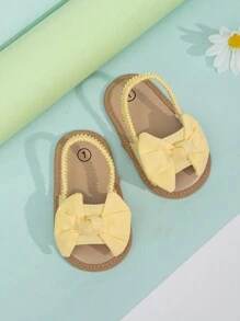 女婴蝴蝶结装饰可爱露跟夏季凉鞋 - 黃色 - 查看 4