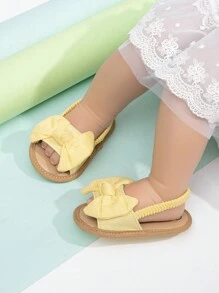 女婴蝴蝶结装饰可爱露跟夏季凉鞋 - 黃色 - 查看 5