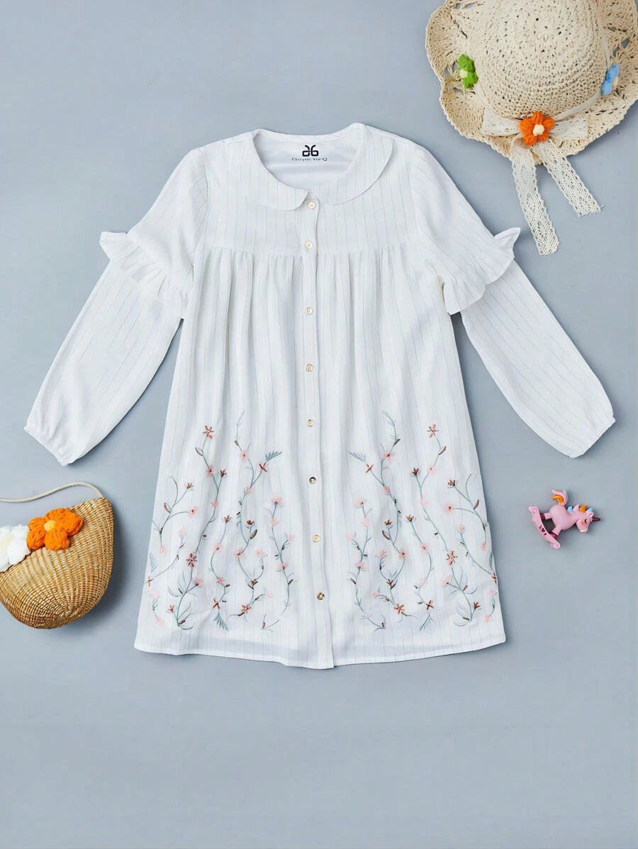 Kids Nujoom Vestido Casual De Jacquard Con Cuello En V Para Niñas