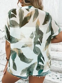 SHEIN LUNE Áo sơ mi Plus Size Nút phía trước Tất cả trên in Giải trí - trắng - Xem 2