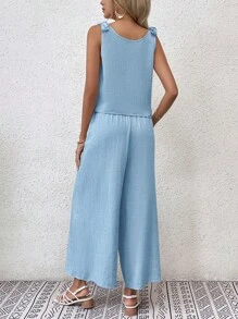 SHEIN LUNE Solid Tank Top & Wide Leg Pants
