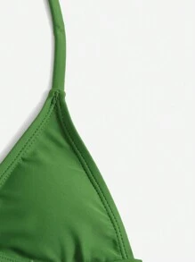 Tween Girl 4packs Solid Bikini Set With Cover Up Top & Skirt Set Summer Beach - Green - View 3