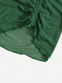 Tween Girl 4packs Solid Bikini Set With Cover Up Top & Skirt Set Summer Beach - Green - View 4