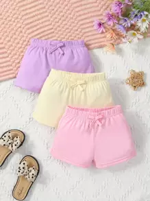 SHEIN 嬰兒3入組前蝴蝶結短褲 - 彩色 - 查看 1