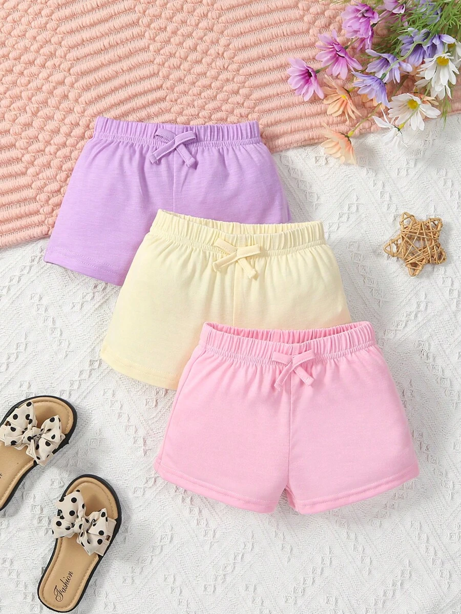 SHEIN 嬰兒3入組前蝴蝶結短褲 - 彩色 - 查看 1