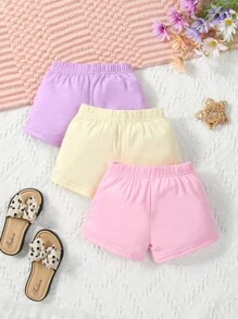 SHEIN 嬰兒3入組前蝴蝶結短褲 - 彩色 - 查看 2