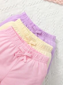 SHEIN 嬰兒3入組前蝴蝶結短褲 - 彩色 - 查看 5