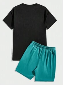 Aesthetic Post Nam Đồ họa Khẩu hiệu Áo thun & Eo dây rút Quần short - Nhiều màu - Xem 2