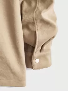 Manfinity VCAY 秋冬款男士超大号翻盖口袋落肩大衣 - 卡其色 - 查看 3