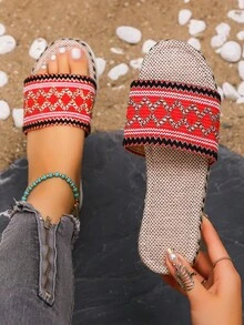 Phụ nữ bện chi tiết dép Espadrille, dép mùa hè bằng vải Wedge Slide - Nhiều màu - Xem 5