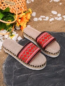 Phụ nữ bện chi tiết dép Espadrille, dép mùa hè bằng vải Wedge Slide - Nhiều màu - Xem 6