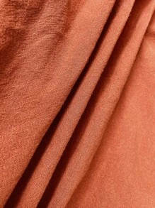 SHEIN LUNE 大碼缺口領蝙蝠袖襯衫 - 橘色 - 查看 8