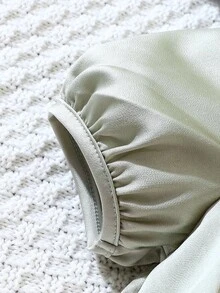 可愛撞色女童洋裝揉皺 - 薄荷綠 - 查看 3