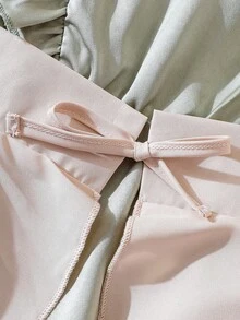 可愛撞色女童洋裝揉皺 - 薄荷綠 - 查看 4