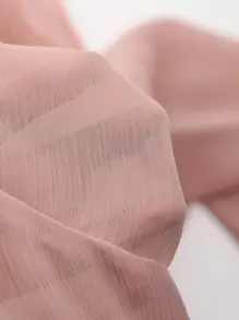 DAZY 纯色荷叶边饰带前襟衬衫，秋季女装长袖上衣 - 粉色 - 查看 9