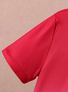 SHEIN 男大童字母圖案漸層T恤和短褲 - 紅白色 - 查看 5