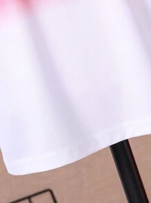 SHEIN 男大童字母圖案漸層T恤和短褲 - 紅白色 - 查看 7