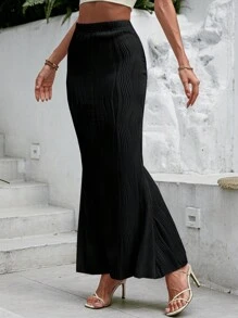 Chiquease Váy nữ màu trơn Thanh lịch - màu đen - Xem 4