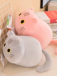 1入組隨機貓形長毛絨枕頭玩具,迷人睡眠貓軟墊玩偶,合適適用於寵物 - 彩色 - 查看 4