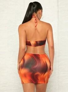 SHEIN BAE Đầm Lộ Lưng Cắt ra Buộc lại Hội Chữ thập Cà vạt nhuộm Gợi cảm - Nhiều màu - Xem 2