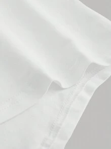SHEIN 青少年女孩人物和字母圖案插肩袖T恤 - 黑與白 - 查看 3