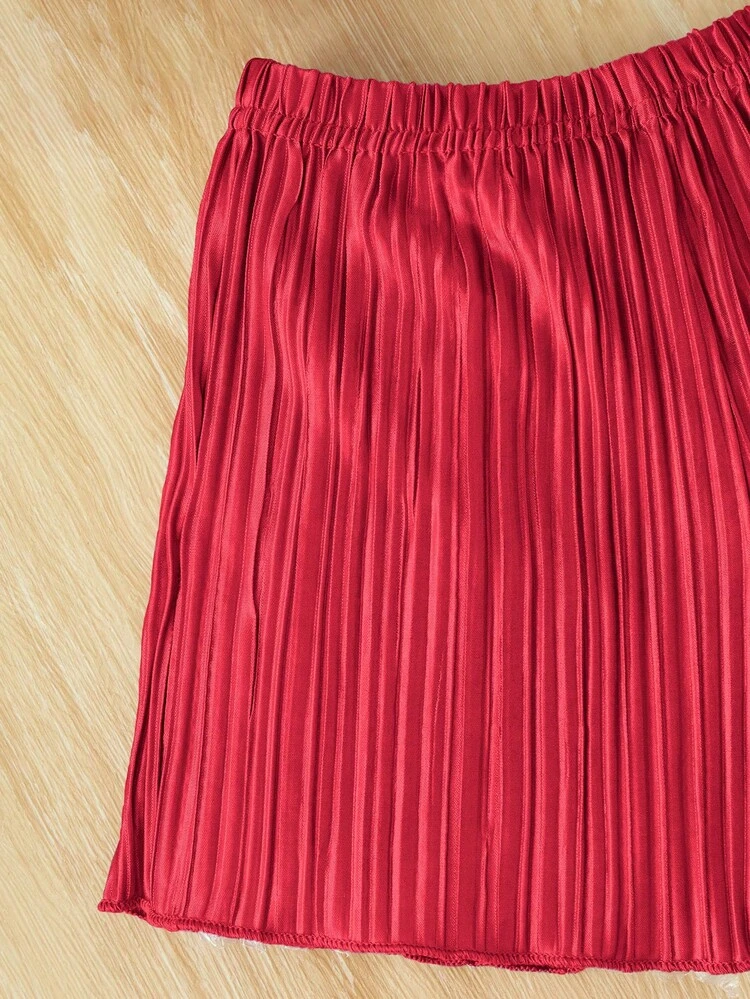 SHEIN Bebé Shorts con top de tirantes ribete con fruncido - Rojo - Añade 4