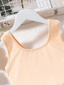 Girls Solid Tank Top & Chain Detail Flap Pocket Cargo Pants - Multicolor - View 3