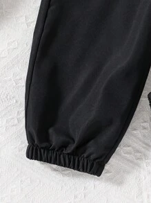 Girls Solid Tank Top & Chain Detail Flap Pocket Cargo Pants - Multicolor - View 6