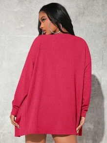 SHEIN SXY 素色抹胸上衣和半身裙和開門襟外套 - 玫紅色 - 查看 2