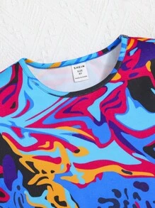 SHEIN 女孩滿版印花連衣裙 - 彩色 - 查看 4