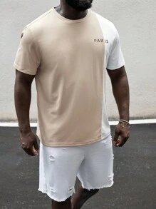 EASEVO 男士大码字母圖案雙色T恤 - 彩色 - 查看 4