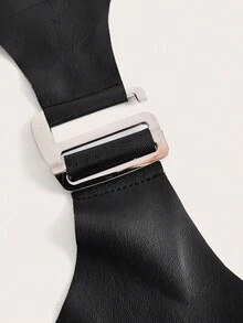 SHEIN ICON Cut Out Front Crop Tank Top - Black - View 3