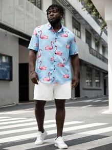 EASEVO Men Plus Cotton Solid Drawstring Waist Shorts - White - View 3