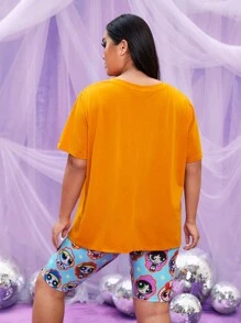 THE POWERPUFF GIRLS X SHEIN Plus Cartoon Graphic PJ Set - Multicolor - View 2
