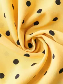 Plus Polka Dot Print Dress - Yellow - View 4