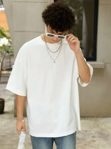 Manfinity Hypemode 男士休闲纯色落肩超大 T 恤