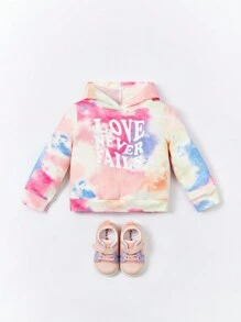 Cozy Pixies Baby Tie Dye Slogan Graphic Hoodie - Multicolor - View 4