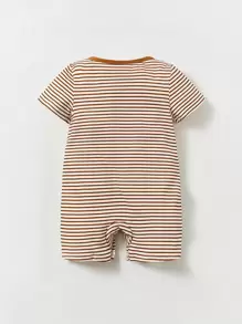 Cozy Pixies 男嬰條紋印花口袋貼布連身短褲 - 彩色 - 查看 2