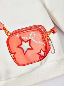 Cozy Pixies Baby Bag Print Pullover - White - View 3