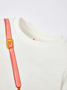 Cozy Pixies Baby Bag Print Pullover - White - View 4