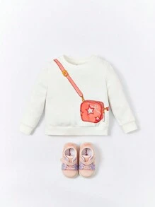 Cozy Pixies Baby Bag Print Pullover - White - View 6