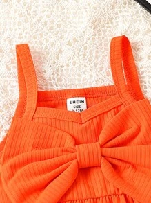 嬰兒女孩蝴蝶結前繫背心上衣和喇叭褲 - 彩色 - 查看 3