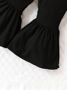 嬰兒女孩蝴蝶結前繫背心上衣和喇叭褲 - 彩色 - 查看 6