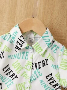 男嬰字母圖案襯衫和短褲 - 彩色 - 查看 4